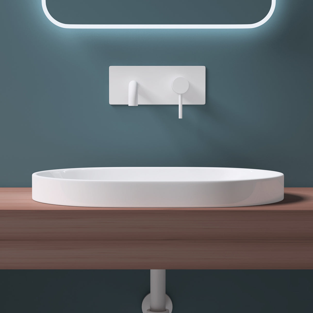 Lavabo Glasvilla, lavabo encastré, blanc Bruxelles 5006A, en céramique avec nano-revêtement