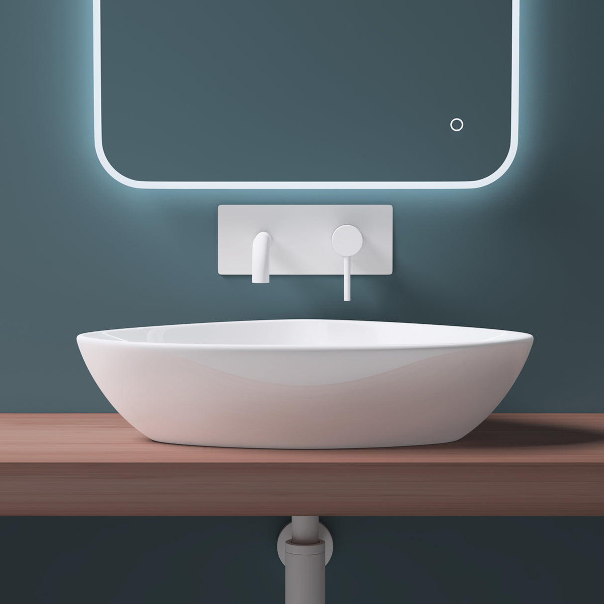 glasvilla lavabo lavabo de encimera cuenco lavabo de encimera de cerámica cuenco de encimera en blanco incl. recubrimiento nano Brüssel215