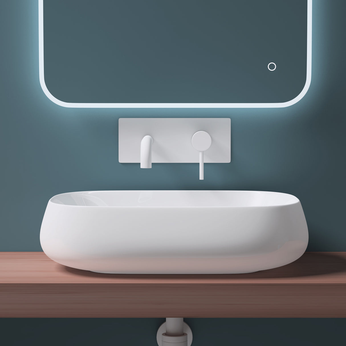 Vasque à poser Glasvilla, en céramique blanche, avec nano-revêtement