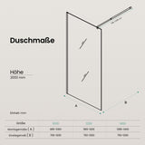 glasvilla Duschwand für Dusche Duschabtrennung  Walk-In Dusche  Duschtrennwand Schwarz 8mm ESG-Sicherheitsglas NANO Klarglas mit geometrischem Design MMBR3 Bremen01Plus-GM