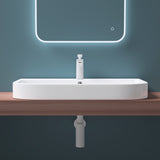 Lavabo à poser Glasvilla, Lavabo mural Brussels5021, L x P x H : 81 x 49 x 18 cm, Céramique blanche avec nano-revêtement