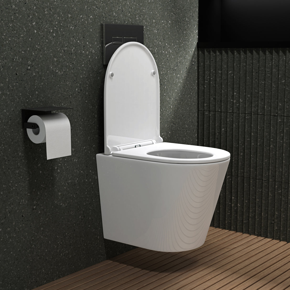 glasvilla Spülrandlos Wand WC Hänge WC Spülrandloses Toilette Softclose WC-Sitz Aachen108