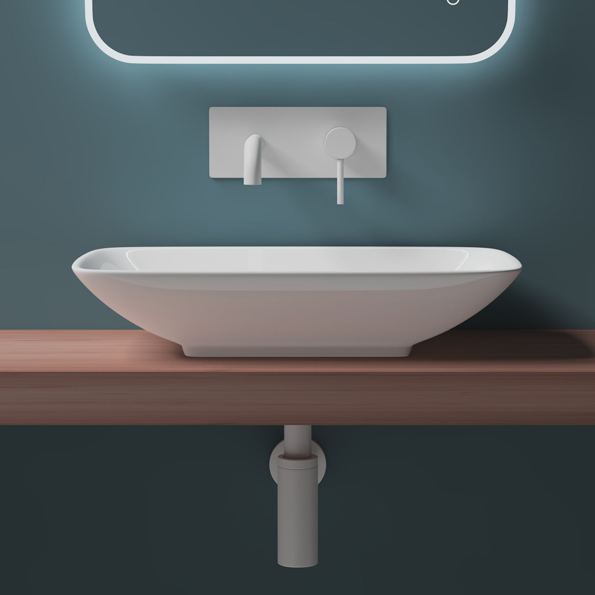 Vasque à poser Glasvilla, modèle Brussels 159 blanc, en céramique avec nano-revêtement