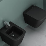 glasvilla Spülrandlos Wand WC schwarz Hänge WC + WC Sitz (mit Softclose) A112 NEU!!!