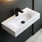 glasvilla Lavabo da Appoggio 60x31x10cm in Ceramica Lavabo Bagno Sospeso Lavandino Bagno da Appoggio con Nano Rivestimento Rettangolare Brüssel118g