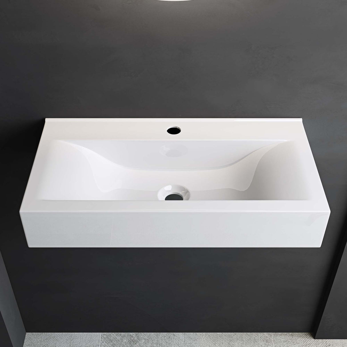 glasvilla Lavabo da Appoggio 60x31x10cm in Ceramica Lavabo Bagno Sospeso Lavandino Bagno da Appoggio con Nano Rivestimento Rettangolare Brüssel118g