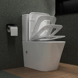 glasvilla Stand WC mit Spülkasten spülrandloses-WC bodenstehende-Toilette aus Keramik, weiß/matt schwarz  36x63x82cm, mit Absenkautomatik inkl. Spülkasten, Stand112T