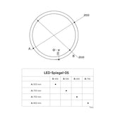 glasvilla Miroir Mural de Salle de Bain Miroir Lumineux Rond à LED Miroir de Salle de Bain à LED avec Interrupteur Tactile Couche Antibuée LED-Spiegel 05