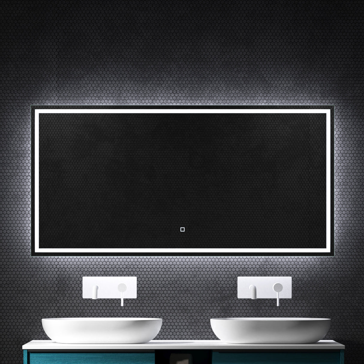 glasvilla Specchio da Bagno Appeso Specchio LED da Parete per Il Trucco Specchio da Bagno a LED con Interruttore Touch Anti-Appannamento Spiegel-02