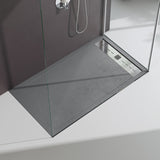 Receveur de douche Glasvilla pour cabine de douche, plat, rectangulaire, gris béton, en fonte minérale Corvus de haute qualité.