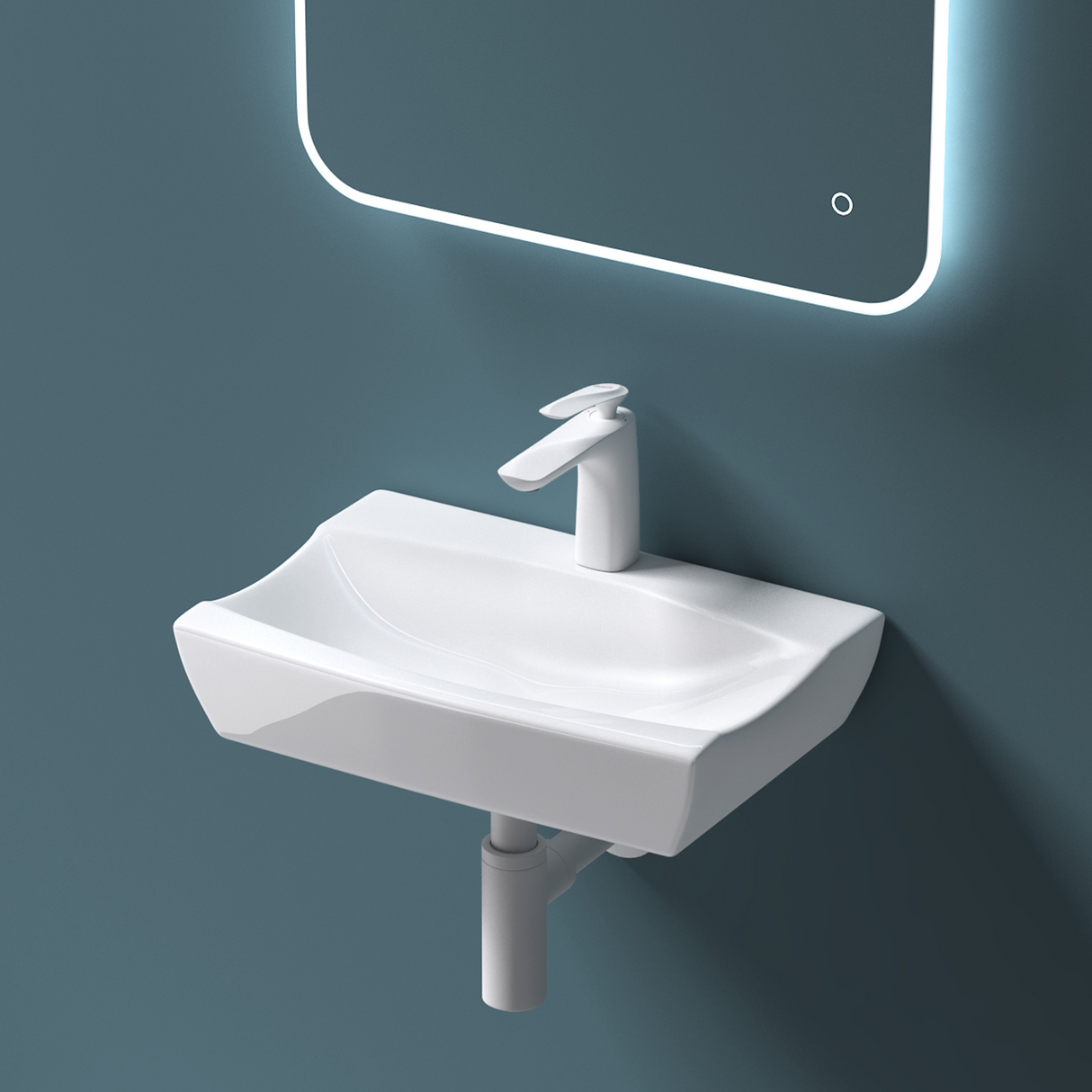 Vasque à poser Glasvilla, modèle Brussels 152B blanc, en céramique avec nano-revêtement