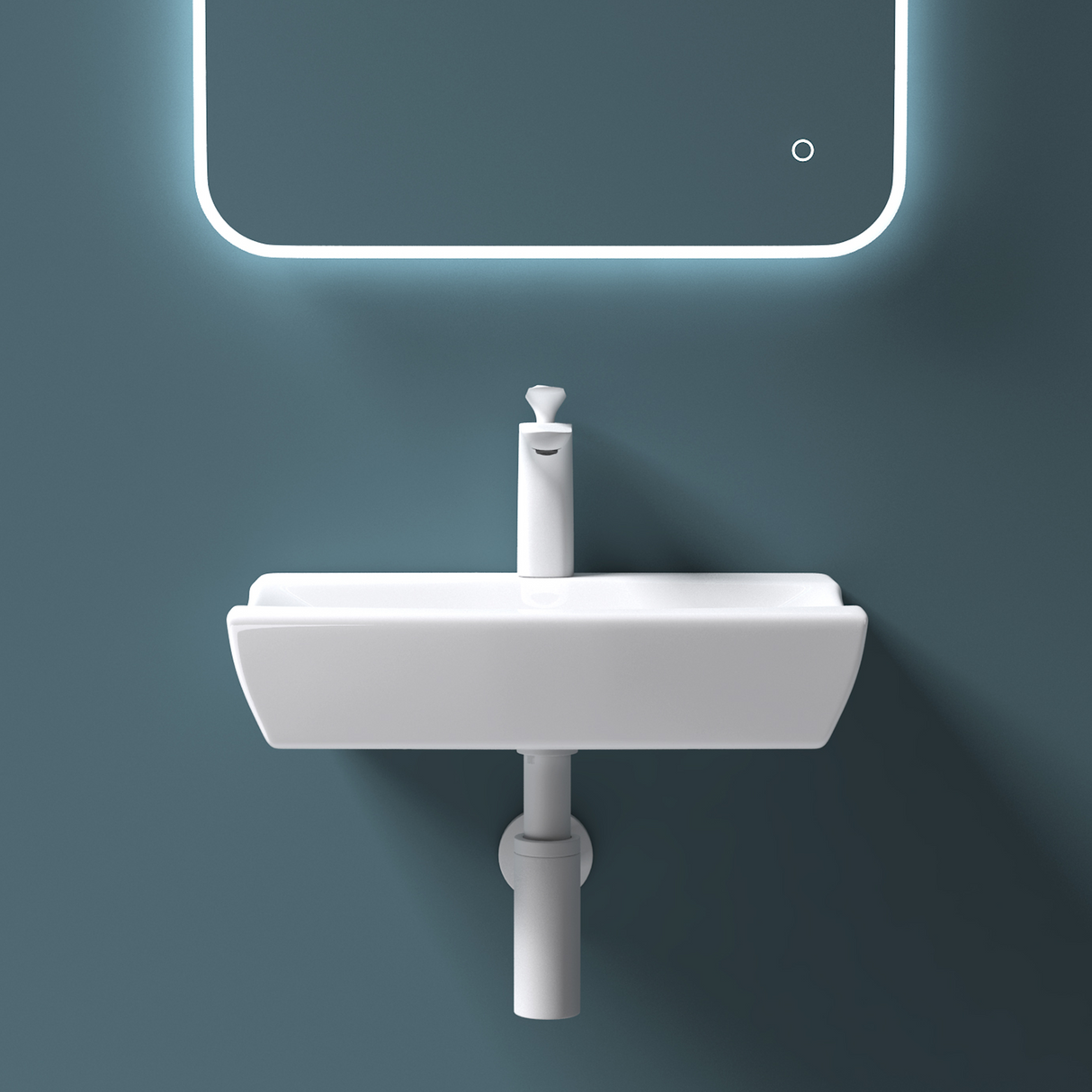 Vasque à poser Glasvilla, modèle Brussels 152B blanc, en céramique avec nano-revêtement