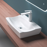 Vasque à poser Glasvilla, modèle Brussels 152B blanc, en céramique avec nano-revêtement