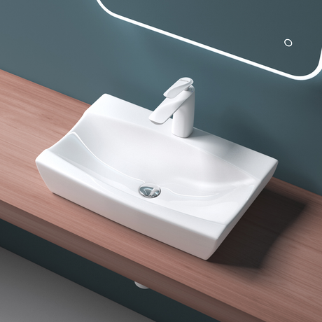 Vasque à poser Glasvilla, modèle Brussels 152B blanc, en céramique avec nano-revêtement