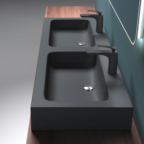 glasvilla Doppelwaschbecken Aufsatzwaschbecken Hängewaschbecken Waschbecken mineralguss Waschplatz Waschtisch Col830