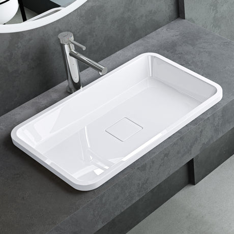 lavabo mineralguss empotrado con tapa de desagüe Col104