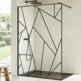 glasvilla Duschwand für Dusche Duschabtrennung  Walk-In Dusche  Duschtrennwand Schwarz 8mm ESG-Sicherheitsglas NANO Klarglas mit geometrischem Design MMBR3 Bremen01Plus-GM