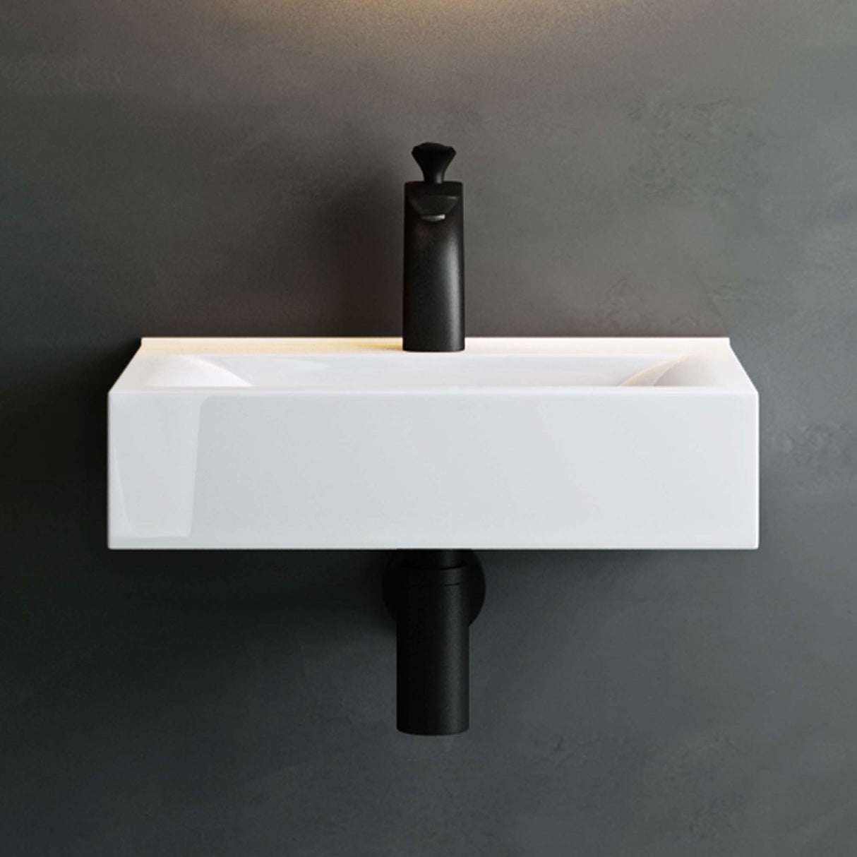 Vasque à poser Glasvilla, dimensions L x P x H : 45 x 30,5 x 10,5 cm, blanche, en céramique, carrée, avec revêtement nano/effet lotus Brussels118c