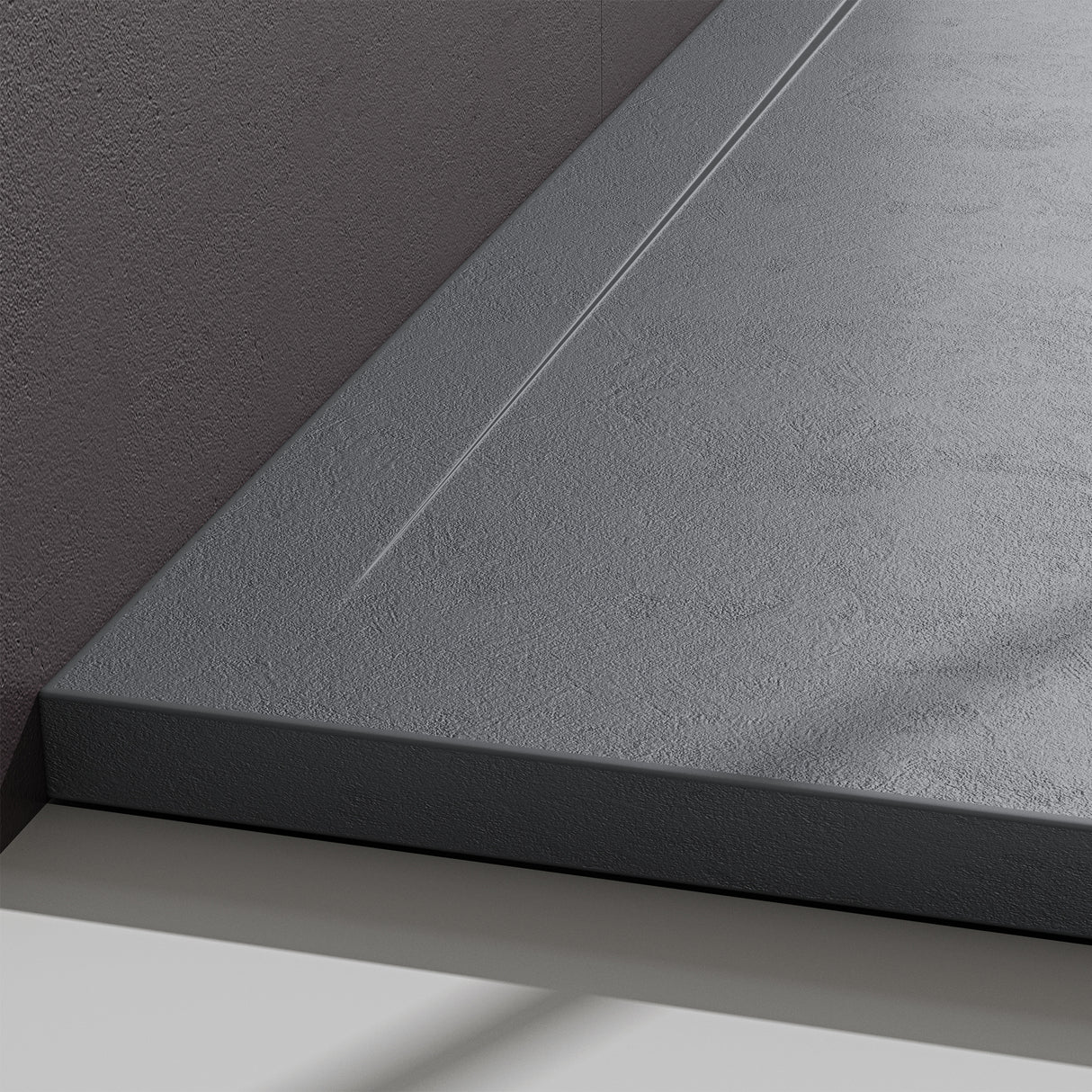 Receveur de douche Glasvilla pour cabine de douche, plat, rectangulaire, gris béton, en fonte minérale Corvus de haute qualité.