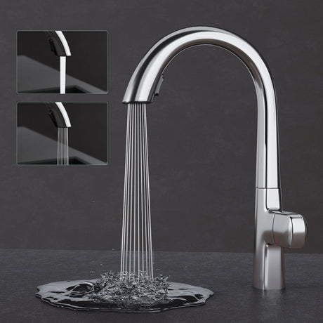 Grifo de Cocina Glasvilla MS-8095  Latón Premium con Ducha Extraíble 360°