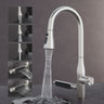 glasvilla Wasserhahn Küche mit Wasserfallstrahl, Spültischarmatur Küchenarmatur, Mischbatterie mit Einhebelmischer 360° Schwenkbar, Küchenwasserhahn aus Edelstahl Silber Turnix-03