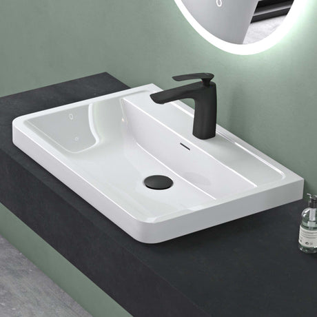 glasvilla Lavabo Lavabo empotrado Cuenca rectangular de mineral con desbordamiento Col8