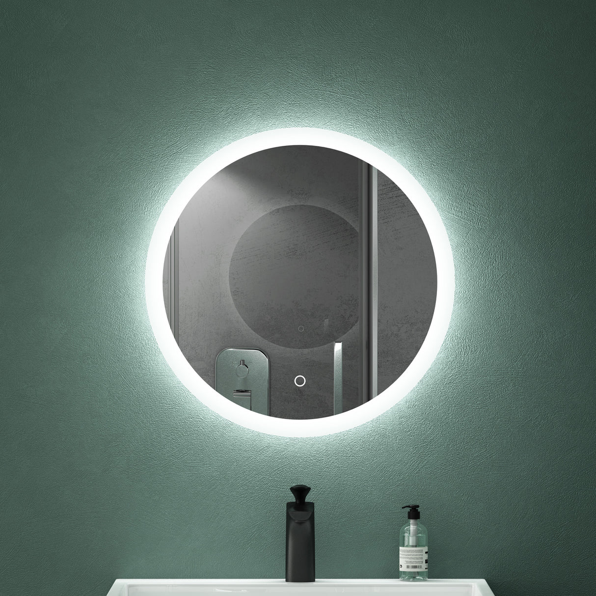 glasvilla Miroir Mural de Salle de Bain Miroir Lumineux Rond à LED Miroir de Salle de Bain à LED avec Interrupteur Tactile Couche Antibuée LED-Spiegel 05