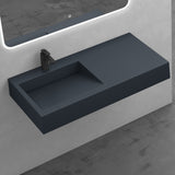 Lavabo Glasvilla, lavabo suspendu, lavabo à poser, en résine minérale moulée, forme rectangulaire, Col11