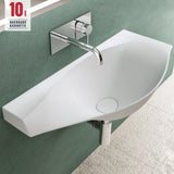 glasvilla Lavabo da Appoggio da Marmo Fuso 80x37x22cm, Lavandino Bagno con Piletta di Scarico Bianco Opaco Col816