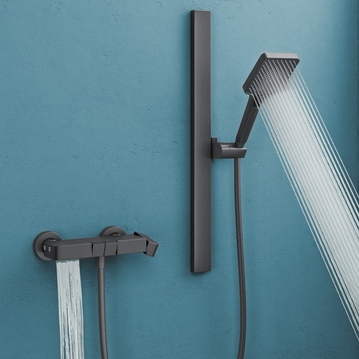 glasvilla Duschsystem mit Regendusche Duschkopf 3 Strahlarten höhenverstellbar Duschbrause mit Unterauslauf aus Aluminium Duschsystem10