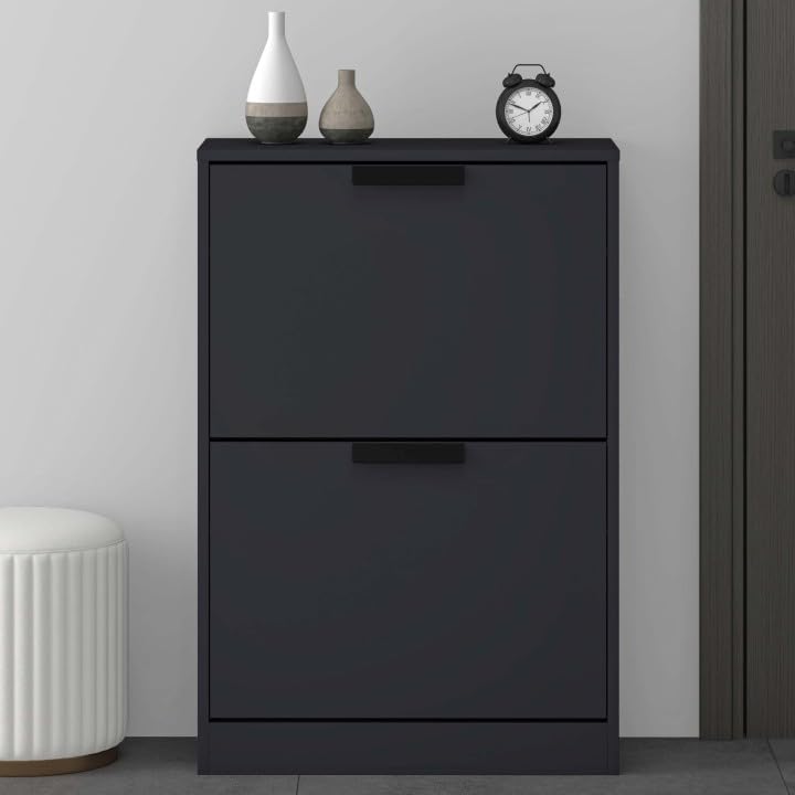 Glasvilla armoire à chaussures coffre à chaussures basculeur à chaussures LxPxH : 60x28x89 cm meuble à chaussures étroit meuble à chaussures01