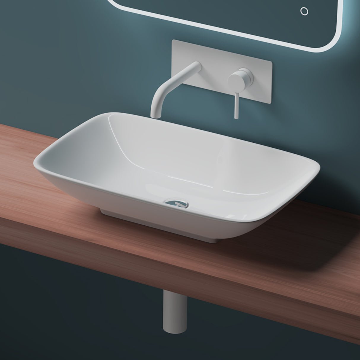 Vasque à poser Glasvilla, modèle Brussels 159 blanc, en céramique avec nano-revêtement