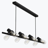 Suspension Glasvilla 120 cm, lampe LED suspendue 8 lumières 4000K, câble réglable E27, noire, idéale pour salle à manger, salon ou chambre.
