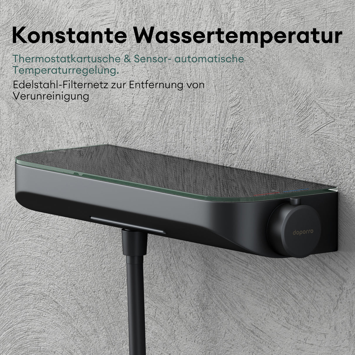 glasvilla Thermostat Badewannenarmatur mit Handbrause Wannenarmatur Wannenthermostat 4 Strahlarten Wandarmatur für Badewanne aus Messing inkl. Brauseschlauch Duschsystem8