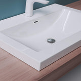 Lavabo Glasvilla, vasque encastrée, meuble-lavabo, en fonte minérale, rectangulaire, 1 trou de robinetterie, avec trop-plein, Col01