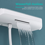 Système de douche Glasvilla avec thermostat, kit de robinetterie complet avec verrouillage de sécurité, 3 jets, pommeau de douche réglable en hauteur avec bec inférieur en laiton, système de douche 9
