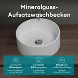 Vasque ronde Glasvilla 40x40x15cm Col804 à poser, sans trou de robinetterie ni trop-plein