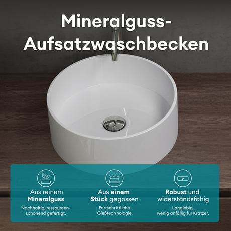 Vasque ronde Glasvilla 40x40x15cm Col804 à poser, sans trou de robinetterie ni trop-plein