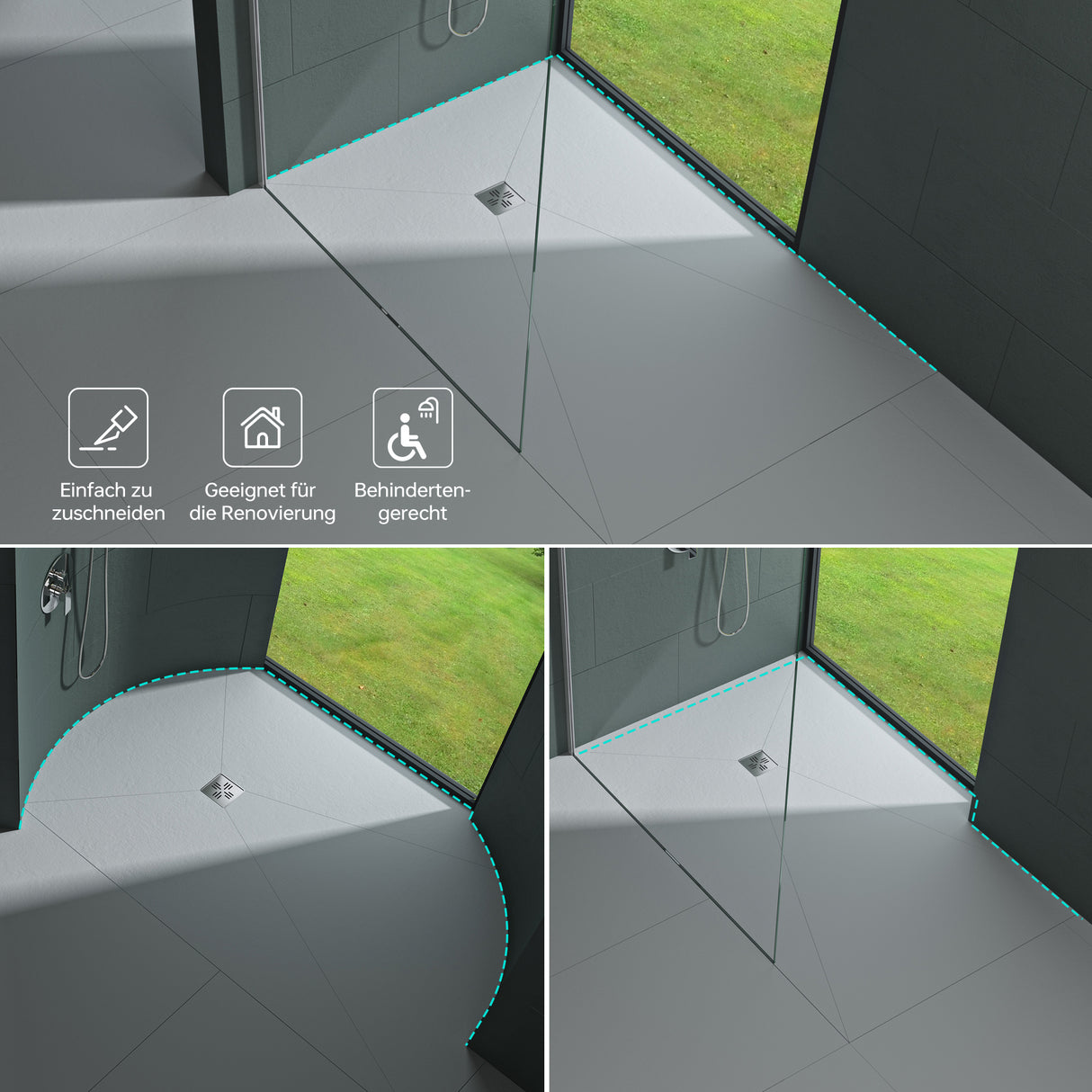 glasvilla Duschelement Duschboard befliesbar Duschelemente mit rinne Duschtasse bodeneben Gefälleplatte XPS