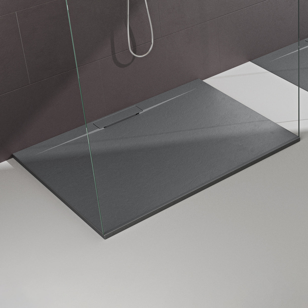 glasvilla Piatto Doccia in Pietra Artificiale Piatto Doccia per Box Doccia Forma: Rettangolare, Grigio Cemento Lyra