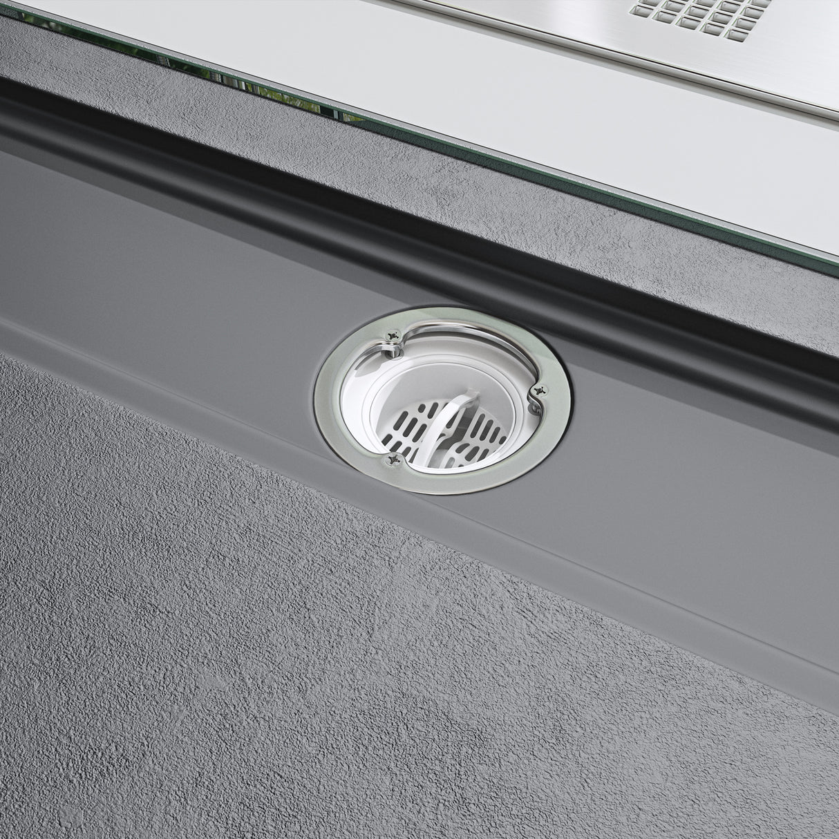 Receveur de douche Glasvilla pour cabine de douche, plat, rectangulaire, gris béton, en fonte minérale Corvus de haute qualité.