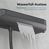 Système de douche Glasvilla avec thermostat, kit de robinetterie complet avec verrouillage de sécurité, 3 jets, pommeau de douche réglable en hauteur avec bec inférieur en laiton, système de douche 9