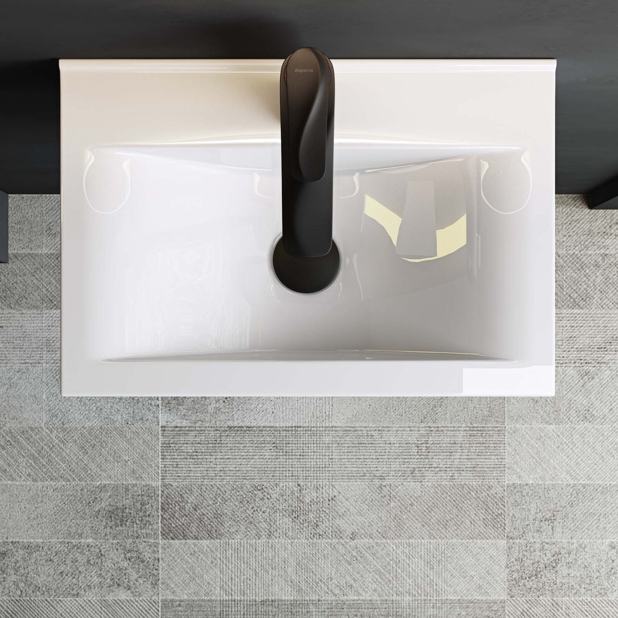 Vasque à poser Glasvilla, dimensions L x P x H : 45 x 30,5 x 10,5 cm, blanche, en céramique, carrée, avec revêtement nano/effet lotus Brussels118c