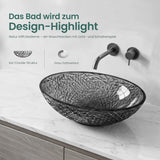 glasvilla Waschbecken Glas Aufsatzwaschbecken Glaswaschbecken Handwaschbecken Waschschale Oval Minerva08