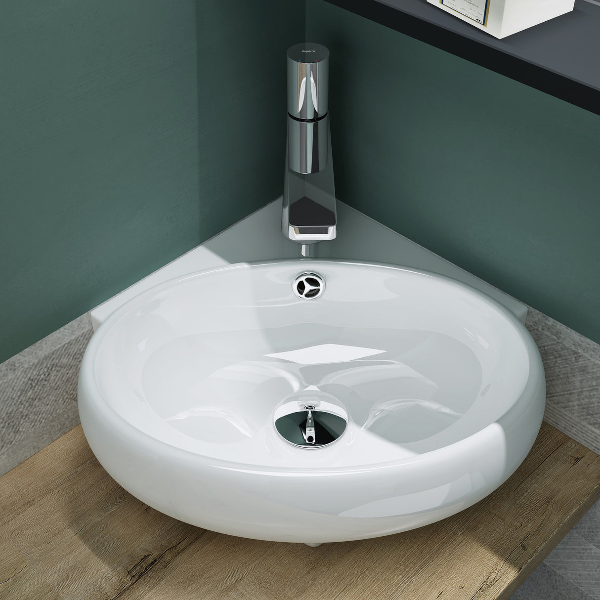 glasvilla lavabo lavabo de encimera lavabo colgante pequeño cuenco de cerámica blanco con recubrimiento nano para el baño y aseo de invitados Bruselas002