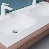 Lavabo Glasvilla, lavabo encastré, lavabo en fonte minérale, meuble-lavabo, grand espace de rangement, rectangulaire Col04