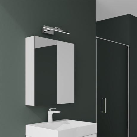 Armoire de toilette Glasvilla avec miroir et lampe intégrée, meuble de salle de bain, éclairage miroir, lampe de salle de bain LED rotative à 180°, d'une beauté rayonnante
