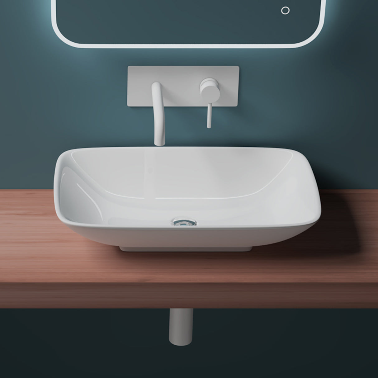 Vasque à poser Glasvilla, modèle Brussels 159 blanc, en céramique avec nano-revêtement