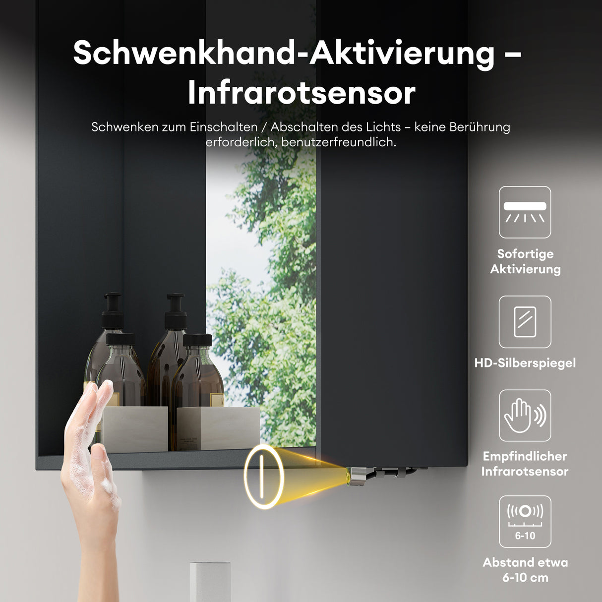 glasvilla Armadietto a Specchio con Luce Specchio con Pensile per Bagno con Luce LED Mobiletto da Bagno con Ante a Specchio Spiegelschrank-01