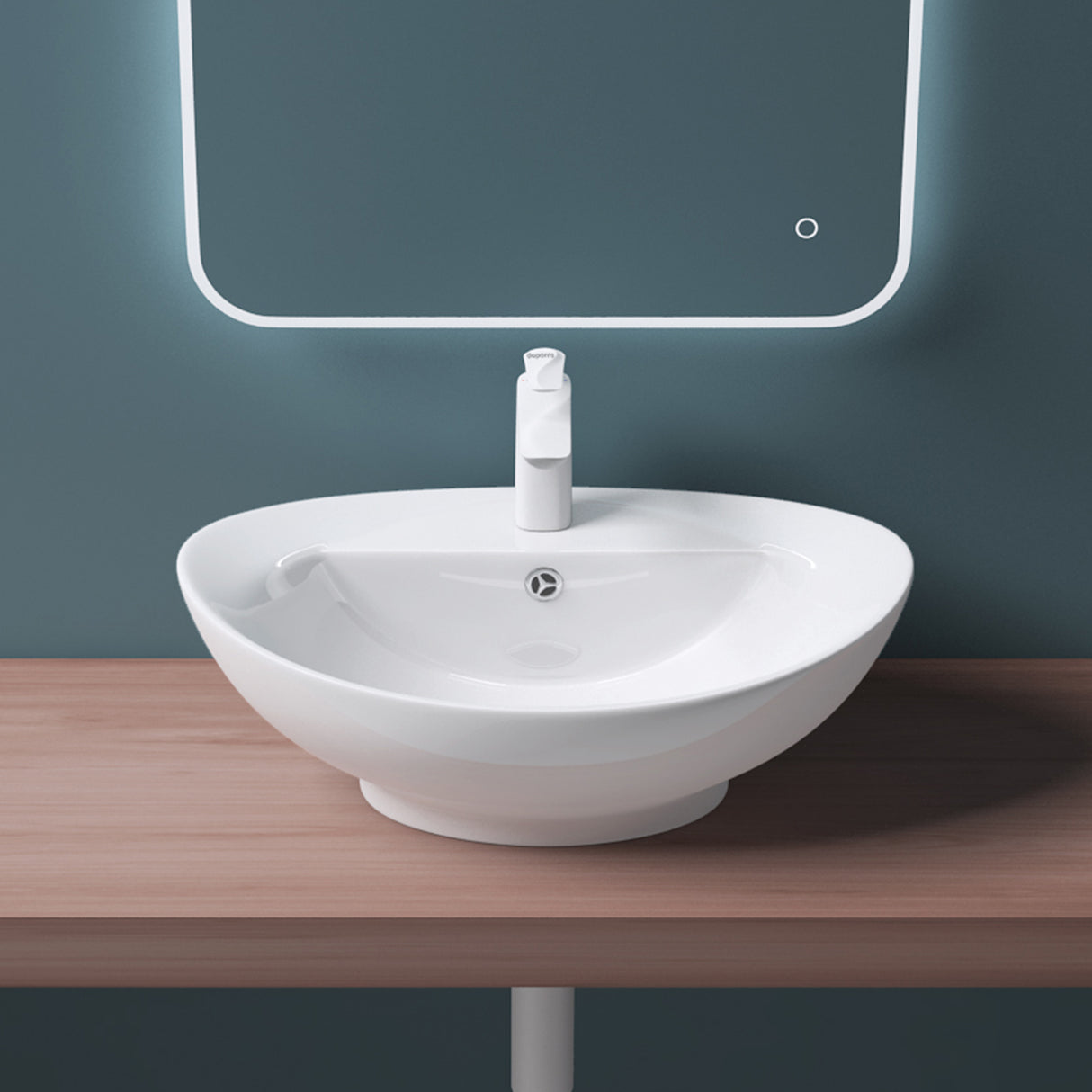 Vasque à poser Glasvilla, modèle Brussels 302 blanc, en céramique avec nano-revêtement